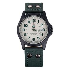 Relógio de Pulso Soki Quartzo Esportivo Couro Branco/Verde