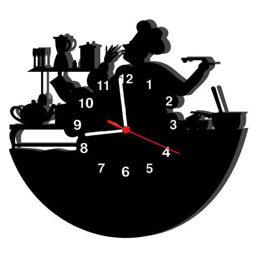 Relógio Decorativo - Modelo Mestre Cuca - ME Criative - Preto