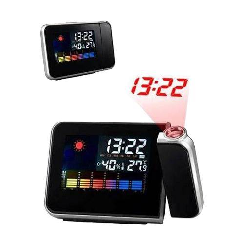 Relógio Despertador com Higrômetro Termômetro e Projetor Horas