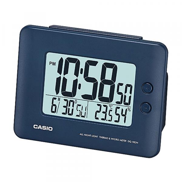 Relógio Despertador Digital Casio Azul Marinho, com Calendário e Termômetro DQ-982N-2DF
