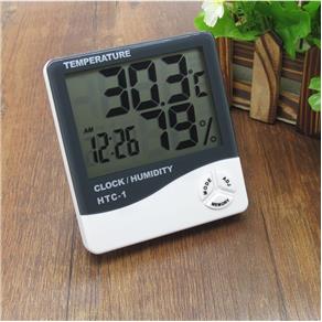 Relógio Despertador Digital com Higrômetro e Termômetro HTC-1