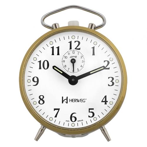 Relógio Despertador Mecânico Clássico Herweg 2210-208