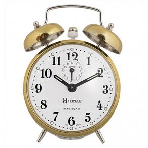 Relógio Despertador Mecânico Herweg 2370 – Dourado Picotado