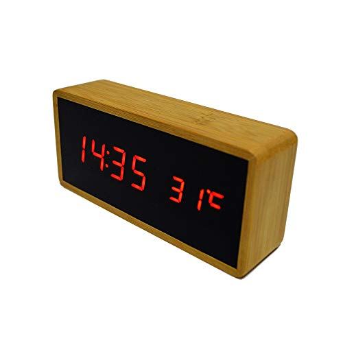 Relógio Despertador Mesa Digital Tipo Madeira com Sound Control 1299-A