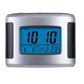 Relógio Despertador Termômetro Digital Duas Escalas Moderno Alarme Sonoro Luz no Visor Herweg - Prata