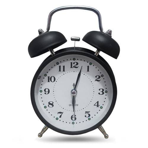 Relógio Despertador Vintage Analógico com 2 Sinos - Preto