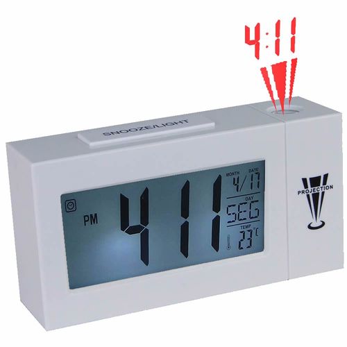 Relógio Digital de Mesa com Projetor de Horas Despertador Temperatura