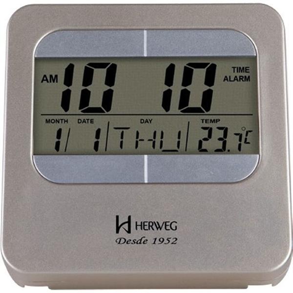 Relógio Digital Despetador Moderno Alarme Musical Termômetro Duas Escalas Herweg Dourado