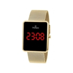 Relógio Digital Feminino Dourado - Champion Led Vermelho - CH40080V