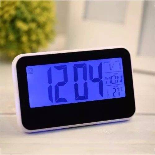 Relógio Digital LCD Alarme Data Hora Temperatura Led Azul