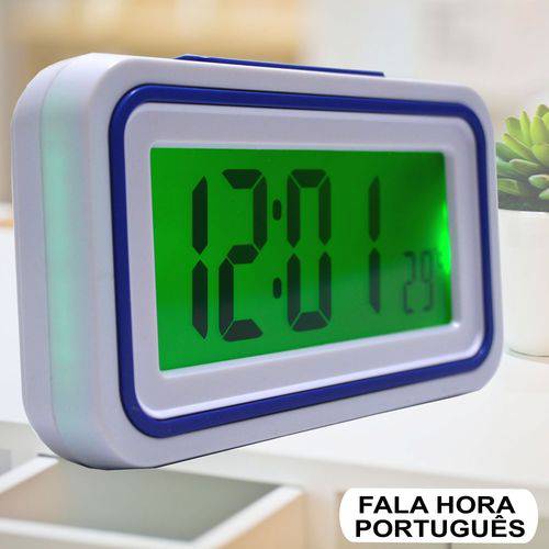 Tudo sobre 'Relógio Digital LCD Fala Hora em Português Azul CBRN09060'