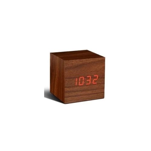 Relógio Digital Led Retrô Cubo Tipo Madeira com Alarme Mesa