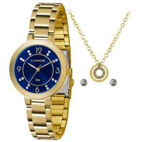 Relógio Feminino Analógico Lince LRG4516L com Colar e Par de Brincos - Dourado