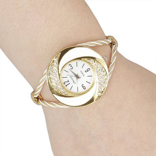 Relógio Feminino Bracelete na Cor Dourado com Strass