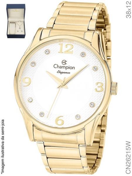 Relógio Feminino Dourado Champion Cn26215W + Kit Bijouteria