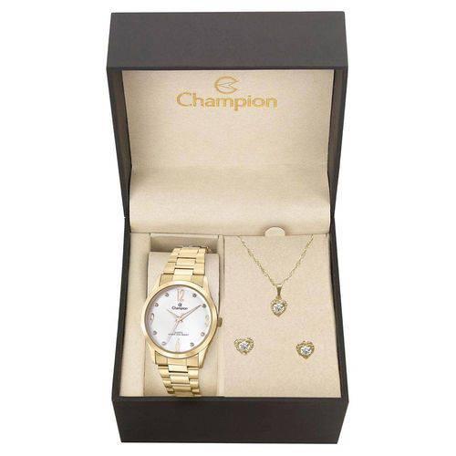 Relógio Feminino Dourado Champion Cn29061W + Kit Bijuteria