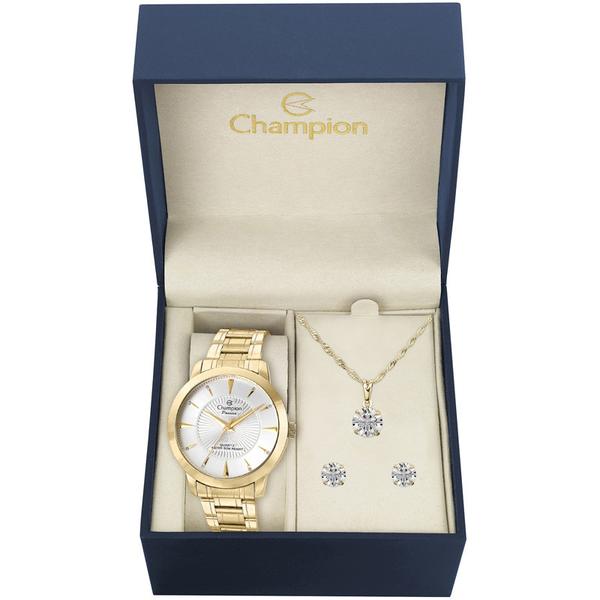 Relógio Feminino Dourado Champion Cn29258C + Kit Bijuteria