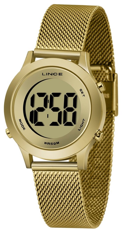 Relógio Feminino Dourado Digital Lince Sdph109L Cxkx