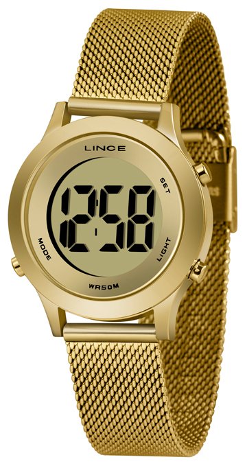 Relógio Feminino Dourado Digital Lince Sdph109L-Cxkx