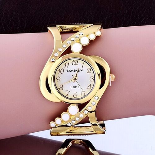 Relógio Feminino Dourado Estilo Bracelete Analógico Cansnow