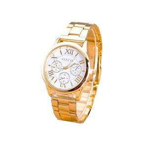 Relógio Feminino Dourado Luxo Casual Geneva Elegante