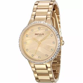 Relógio Feminino Dourado Seculus Fashion 13015lpsvds1