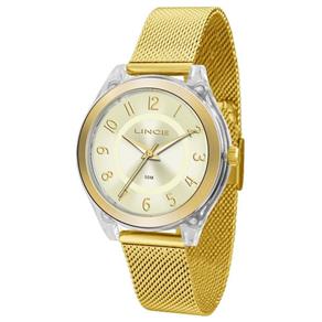 Relógio Feminino Lince Lrg4432p C2kx Acrílico Dourado