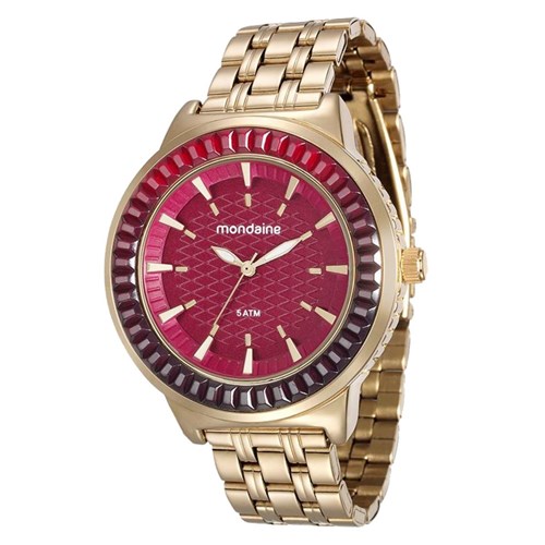 Relógio Feminino Mondaine Analógico 76624Lpmvde2 Fundo Vermelho