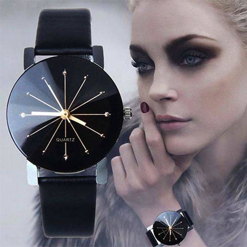 Relógio Feminino Prisma Strass Quartzo Diamante Negro