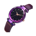 Relógio Feminino Strass Star Universe Pulseira Magnética Roxo