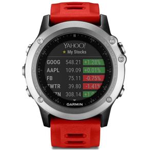 Relógio Fênix 3 com GPS Garmin 133806 Prata com Pulseira Vermelha