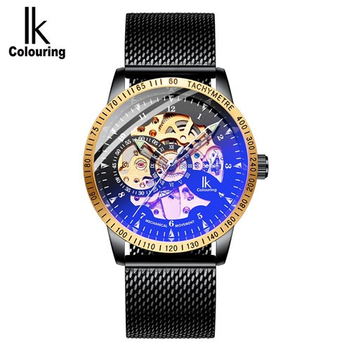 Relógio IK Colouring Automático / Preto com Azul