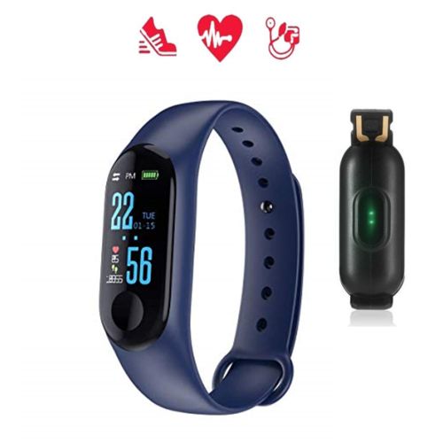 Relógio Inteligente M3 Smartband Monitor Cardíaco Azul
