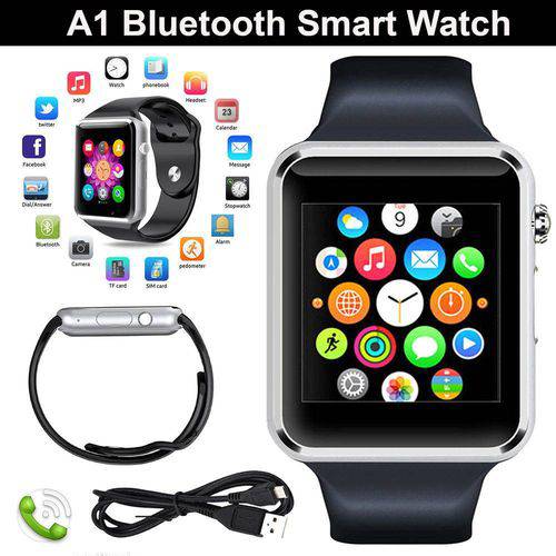 Tudo sobre 'Relógio Inteligente Smart Watch A1 Bluetooth 3.0 Câmera Sim Chip Android Mp3 Cartão Sd'