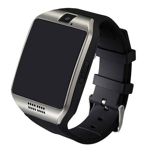 Relógio Inteligente Smartwatch Q18 Bluetooth Câmera Chip - Preto com Prata