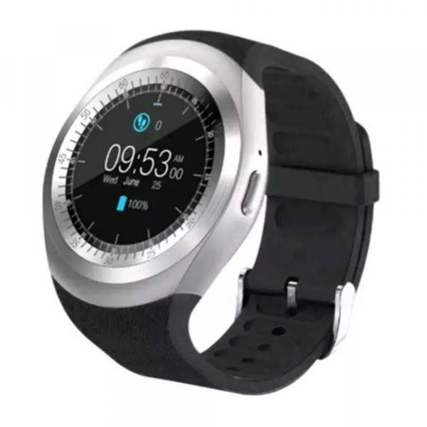 Relógio Inteligente Y1 Bluetooth Android Ios - Preto com Prata