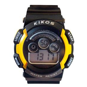 Relógio Kikos RK01 a Prova Dágua e Iluminação de LED - Preto com Amarelo