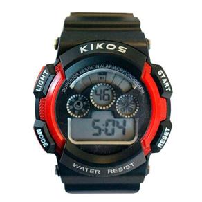 Relógio Kikos RK01 a Prova Dágua e Iluminação de LED - Preto com Vermelho