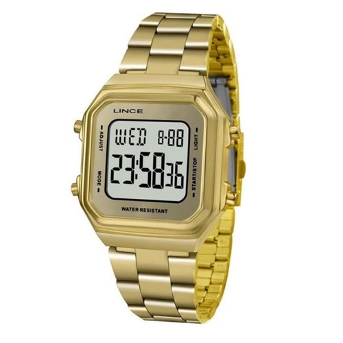 Relógio Lince Digital Feminino Dourado- Sdg616l