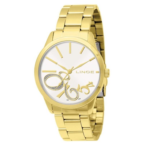 Relógio Lince Feminino Dourado com Fundo Branco - Lrg4118l