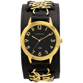 Relogio Lince Feminino Lrc4206l P2px Dourado Couro Preto