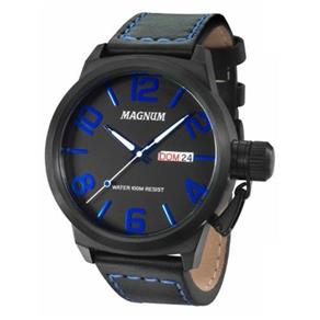 Relógio Magnum Masculino Ma33399d Azul Preto Couro