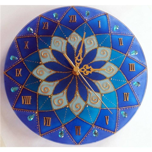 Tamanhos, Medidas e Dimensões do produto Relógio Mandala Vitral Serenidade em Vidro de 25cm