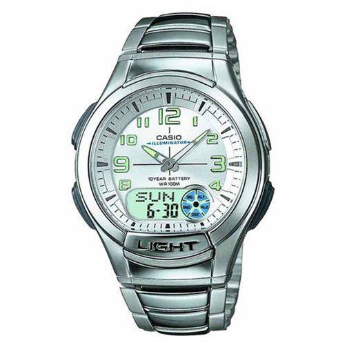 Relógio Masculino Anadigi Casio Standard Aq-180wd-7bv - Prata/branco