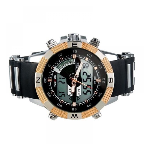 Relógio Masculino Anadigi Esporte Dourado Weide WH-1104