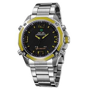 Relógio Masculino Anadigi Weide WH-2306 Prata e Amarelo