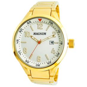Relógio Masculino Analógico Magnum MA35048H - Branco/Dourado