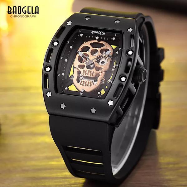 Relógio Masculino Baogela - Mille Skeleton (Black/Gold)