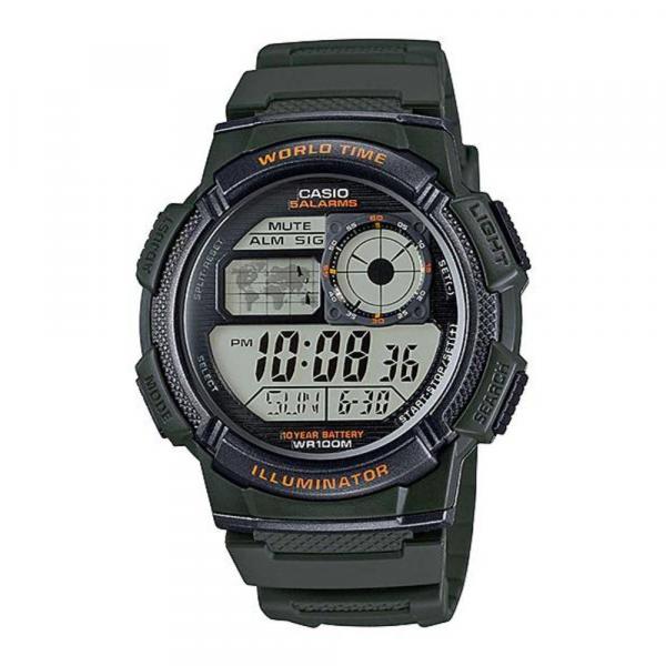 Relógio Masculino Casio Digital AE1000W3AVDF - Verde Militar