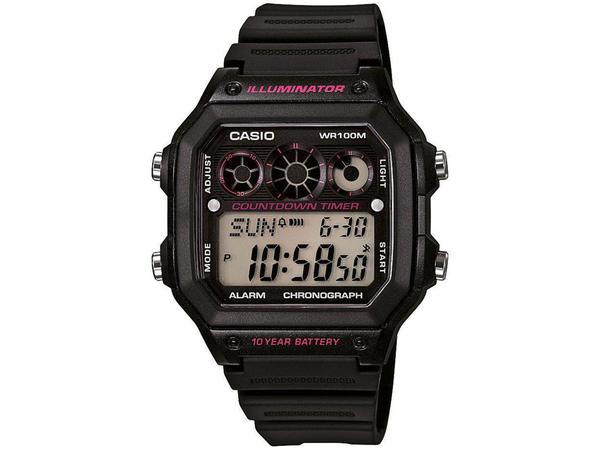 Relógio Masculino Casio Digital - Resistente à Água Cronômetro AE-1300WH-1A2VDF